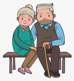 Bench Age Grandparent The - Old Age Couple Clipart, HD Png Download, Free Download