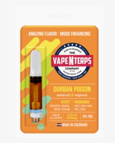 Vapenterps Concentrates Cartridges 500mg Durban Poison - Orange Cookies Cartridge, HD Png Download, Free Download
