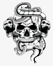 Skull Art Png - Skull And Snake Png, Transparent Png, Free Download