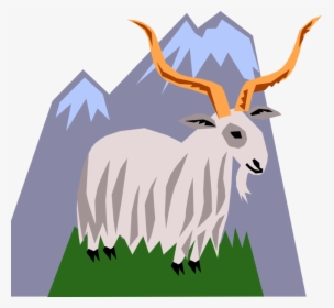 Vector Illustration Of Mountain Goat With Horns Climbing - Antelope, HD Png Download, Free Download