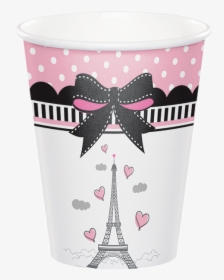 Paris Party Cups, Little Girl Beverage Cups, Eiffel - Decoration Anniversaire Paris, HD Png Download, Free Download