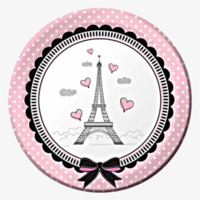 Pink Paris Party Lunch Plates - Paris Themed Png Bonjour, Transparent Png, Free Download