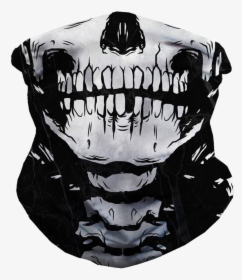 And White,neck,t Shirt,personal Protective Cap - Skull Bandana Mask, HD Png Download, Free Download