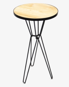 Cocktail Table Round, Black Hairpin Legs With Timber - End Table, HD Png Download, Free Download