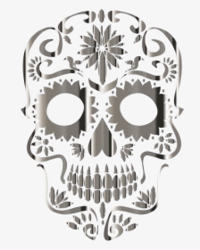 sugar skull black and white clip art