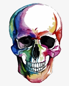 Sugar Skull Tattoo Watercolor , Png Download - Watercolour Sugar Skull Png, Transparent Png, Free Download