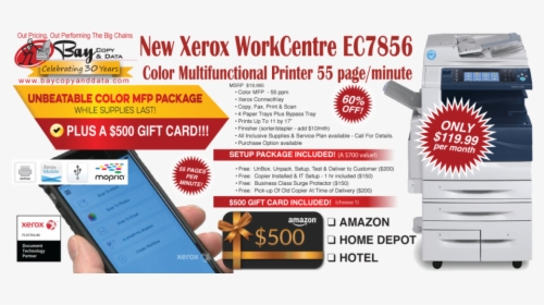 New Xerox Ec7856 Copier Prints 55 Ppm Free $500 Gift - Xerox Workcentre 7545, HD Png Download, Free Download