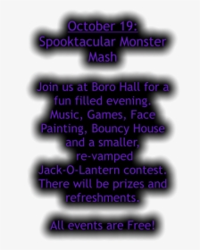 Spooktacular Monster Mash Join Us At Boro Hall For - Lilac, HD Png Download, Free Download