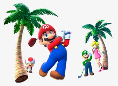 Mario Golfing Among Palm Trees With Luigi, Peach, And - Mario Golf World Tour Mario, HD Png Download, Free Download