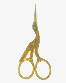 Double Curved Embroidery Scissors Stork Shaped Gold - Illustration, HD Png Download, Free Download