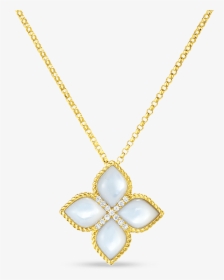 18kt Lrg Flower Mother Of Pearl & Diamond Pendant - Necklace, HD Png Download, Free Download