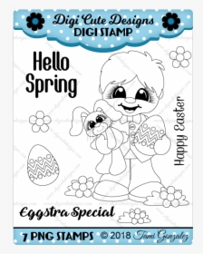 Easter Boy Digi Stamp-easter, Spring, Boy, Flower, - Independence Day, HD Png Download, Free Download