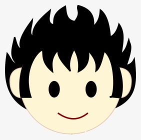 Boy, Happy, Face, Head, Black Hair, Round, Black, Eyes - Girl Happy Face Cartoon, HD Png Download, Free Download