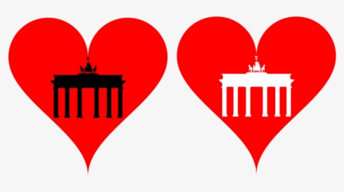 Love, Heart, Brandenburg Gate, Red, White, Black, HD Png Download, Free Download
