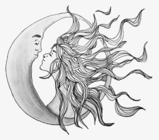 Pretty Sun And Moon Illustration - Sun And Moon Png, Transparent Png, Free Download