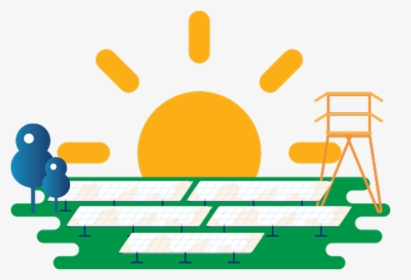 Illustration Of Sun Setting Behind Solar Panels And - Farm Solar Png, Transparent Png, Free Download