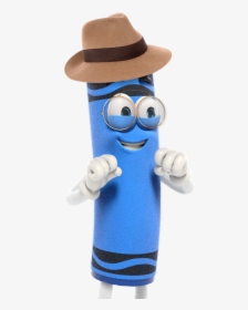 Blue Crayon Cartoon Character In A Brown Hat - Crayola Experience Crayon Logo Clipart, HD Png Download, Free Download