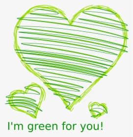 Crayon Vector Row - Green Love Heart Drawing, HD Png Download, Free Download
