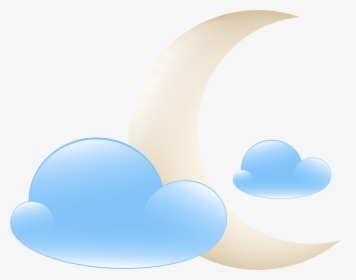 Transparent Cloud Clipart - Moon With Clouds Clipart, HD Png Download, Free Download
