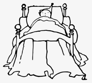 Bed Bedtime Child Infant Kid Sleep Sleeping Lie- - Boy In Bed Cartoon Black And White, HD Png Download, Free Download