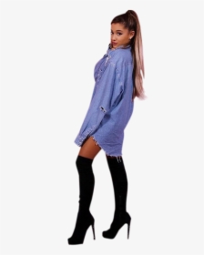 Ariana Grande In Blue Pullover And Black Stockings - Ariana Grande Png Blue, Transparent Png, Free Download