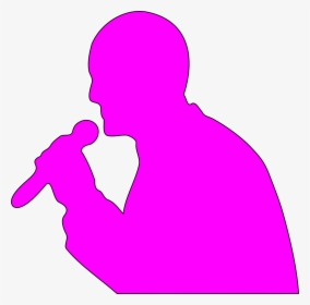 Pink Cartoon Silhouette Of A Girl Singing Into Microphone - Microphone Clip Art, HD Png Download, Free Download