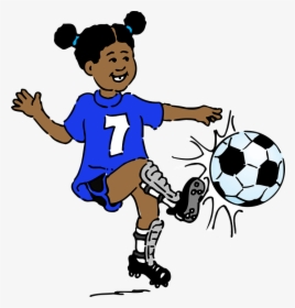Girl, Soccer, Play, Seven, Black Hair, Pigtail, Kick - Play Soccer Clipart, HD Png Download, Free Download