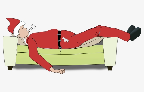 Nap Sleeping Sofa Tired Couch Christmas Outfit - Santa Sleeping Clipart, HD Png Download, Free Download