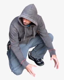 #ftestickers #man #kneeling #squatting #hoodie #people - Man In Hoodie Transparent, HD Png Download, Free Download