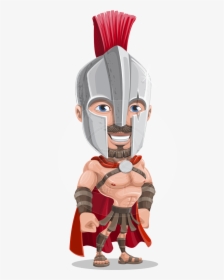 Spartan With Helmet Cartoon Vector Character Aka Spartos - Spartan Cartoon Png, Transparent Png, Free Download