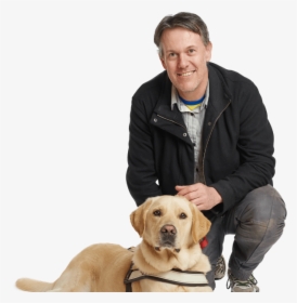 Man Kneeling With Guide Dog - Dog And Man Png, Transparent Png, Free Download