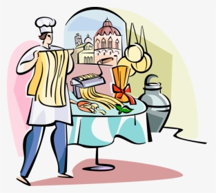 Vector Illustration Of Italian Chef Making Fresh Pasta - Cartoon Picture Of Someone Making Pasta, HD Png Download, Free Download