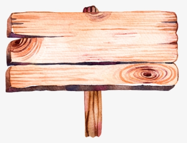 Transparent Hardwood Floor Clipart - Watercolor Wood Sign Clipart, HD Png Download, Free Download