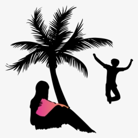 People Silhouettes On The Beach Png Download - Silhouette, Transparent Png, Free Download
