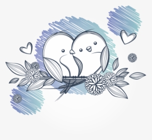 #blue #love #bird #birds #draw #drawing #sketch #sketchbook - Wedding Vector Love Bird, HD Png Download, Free Download