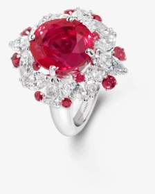 8 42ct Ruby Ring With White Diamonds - Engagement Ring, HD Png Download, Free Download