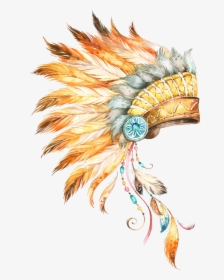 Indian Chief Headdress Art , Transparent Cartoons - Watercolor By Octopus Artis, HD Png Download, Free Download
