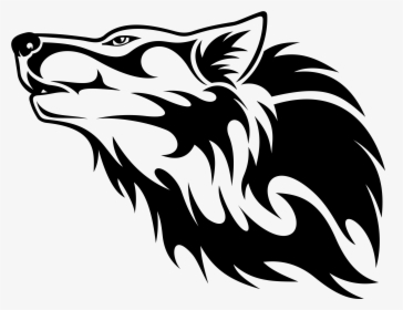 Black And Art,stencil,tail,art - Wolf Head Transparent Background, HD Png Download, Free Download