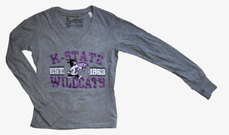 K State Wildcats Retro Line Glitter V Neck Long Sleeve - Long-sleeved T-shirt, HD Png Download, Free Download