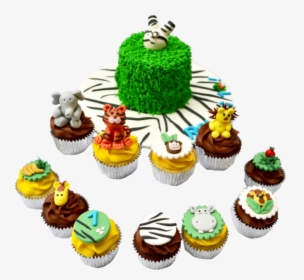 Zebra Into The Cake Cake, With Animal Cupcakes For - Safari Cupcakes, HD Png Download, Free Download