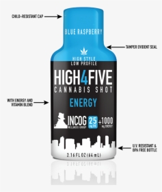 High4five Cannabis Shots - Water Bottle, HD Png Download, Free Download