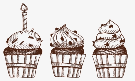 Cupcake Chocolate Cake Birthday Sketch Painted Artwork - Sketches For Birthday, HD Png Download, Free Download