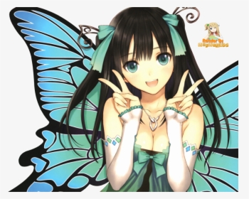 Anime Angel - Cute Butterfly Anime Girl, HD Png Download, Free Download