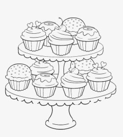 Great Happy Birthday Cupcake Coloring Pages - Coloring Pages For Adults Food, HD Png Download, Free Download