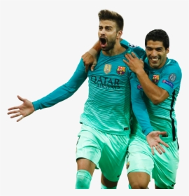 Gerard Piqué & Luis Suarez Render - Uniforme Verde De Barcelona, HD Png Download, Free Download