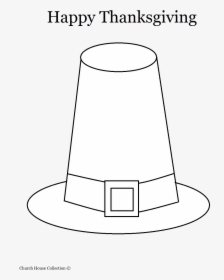 Pilgrim Hat Thanksgiving Coloring Page Transparent - Coloring Book, HD Png Download, Free Download