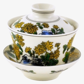 This Fine Bone China Gaiwan Has A Lotus Leaf And Lotus - Porcelain, HD Png Download, Free Download