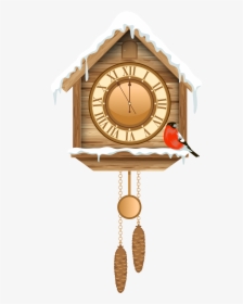 Christmas Cuckoo Clock With Snow Png Clipart - Christmas Clock Clipart, Transparent Png, Free Download