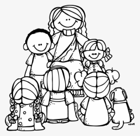 Prophecy Clipart Jesus Child - Black And White Jesus With Children Clipart, HD Png Download, Free Download