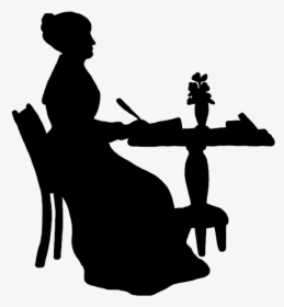 Silhouette Of Woman Writing - Old Lady Silhouette Transparent, HD Png Download, Free Download